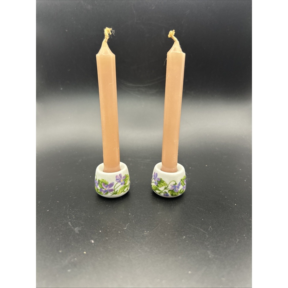 Vtg SET OF 2 Funny Design German Mini Taper Floral Design Candle Stick Holders